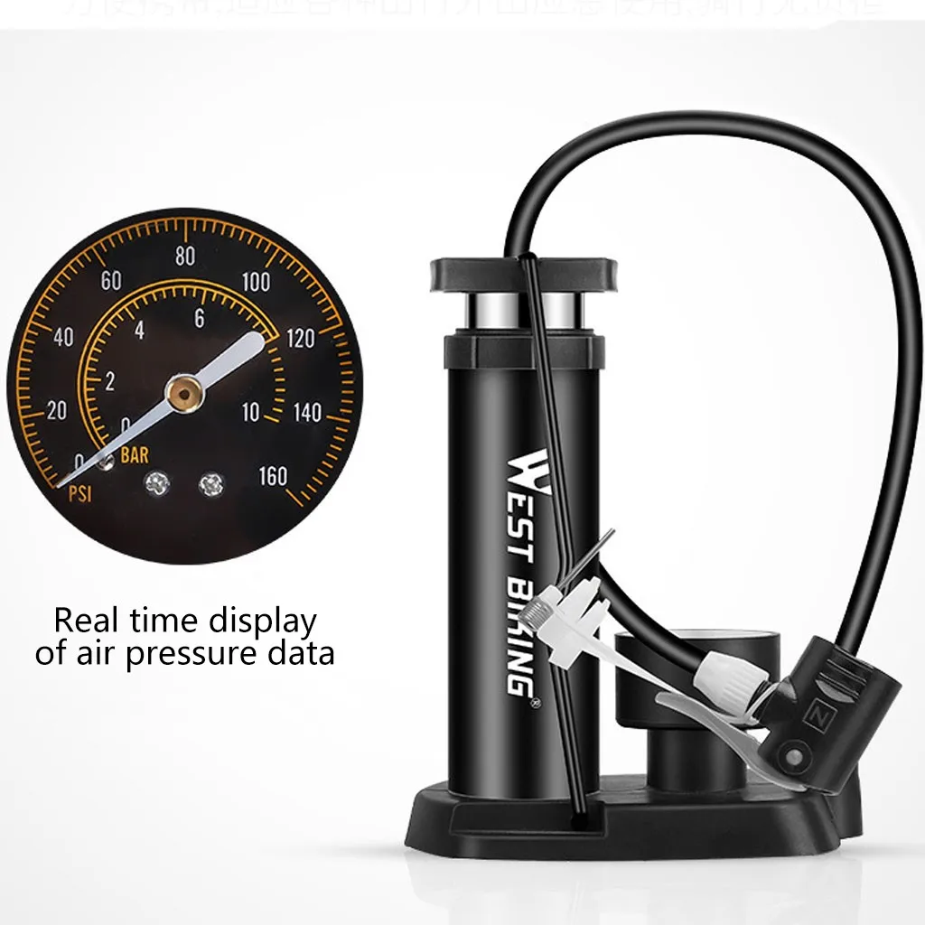 Портативный мини велосипедный насос с манометром ножной педали портативный