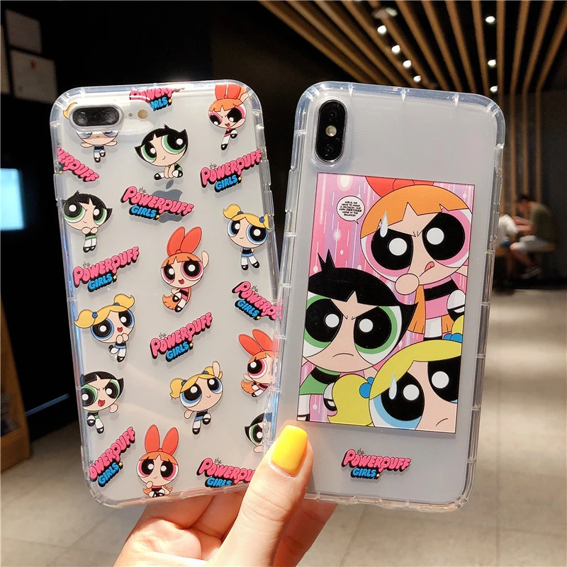 INS Cute US Powerpuff для девочек, полицейский чехол для iPhone 11 Pro X XS Max Xr 8 7 6 6s Plus, прозрачный мягкий чехол из ТПУ с рисунком