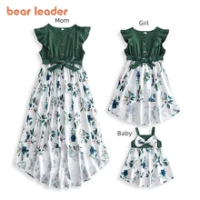 Bear Leader-trajes a juego para la familia, vestido de retazos a la moda para niñas, trajes de flores para madre, trajes elegantes sin mangas