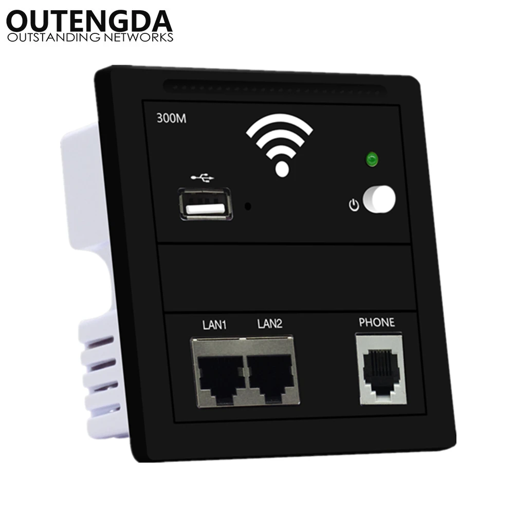 Черный 86 Тип ЕС-Стандартная панель встроенный беспроводной роутер Wi-Fi и точка доступа ретранслятор в точку доступа к стене для отеля умный дом в стене AP - Цвет: Черный
