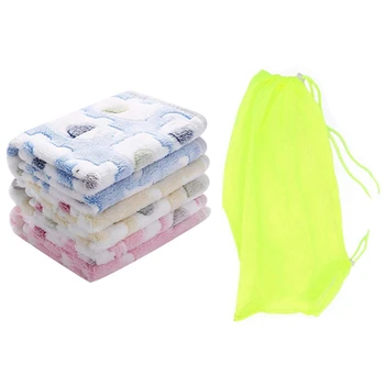 

Pet Cat Grooming Washing Bath Bag, Polyester Mesh Bag & 1 Pack 3 Blankets Super Soft Fluffy Premium Coral Fleece