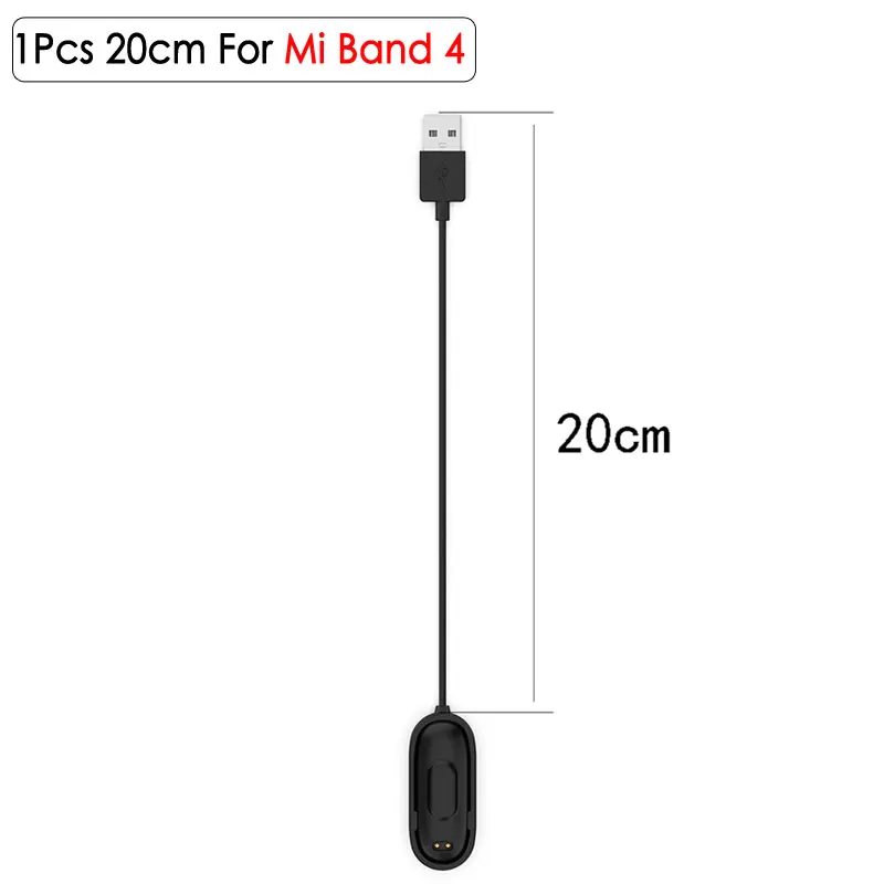 ALLOYSEED USB зарядное устройство кабель для Xiaomi Mi Band 4 3 2 умный Браслет USB зарядная док-станция адаптер для Miband 2 3 4 - Цвет: 20cm For Mi Band 4