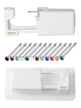 

1PC New Colorful Crystal Nose Piercing Gun Nose Stud Disposable Sterile Piercing Unit Piercer Tool Kit Earring Stud Jewelry 18G