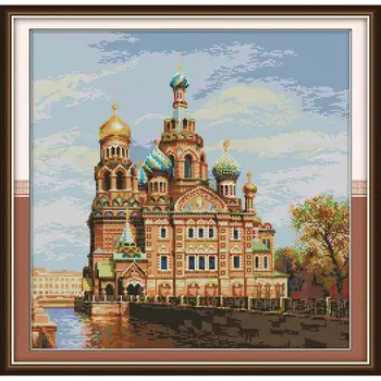 

Joy Sunday Castle 8 Chinese Cross Stitch Kits Ecological Cotton Clear Stamped Printed 14CT 11CT DIY Wedding Decoration For Home