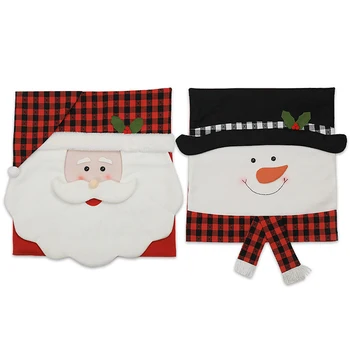 

2Pcs Christmas Santa Claus Snowman Chair Covers Chair Back Cover Home Party Decor Christmas Decorations for Home Kitchen