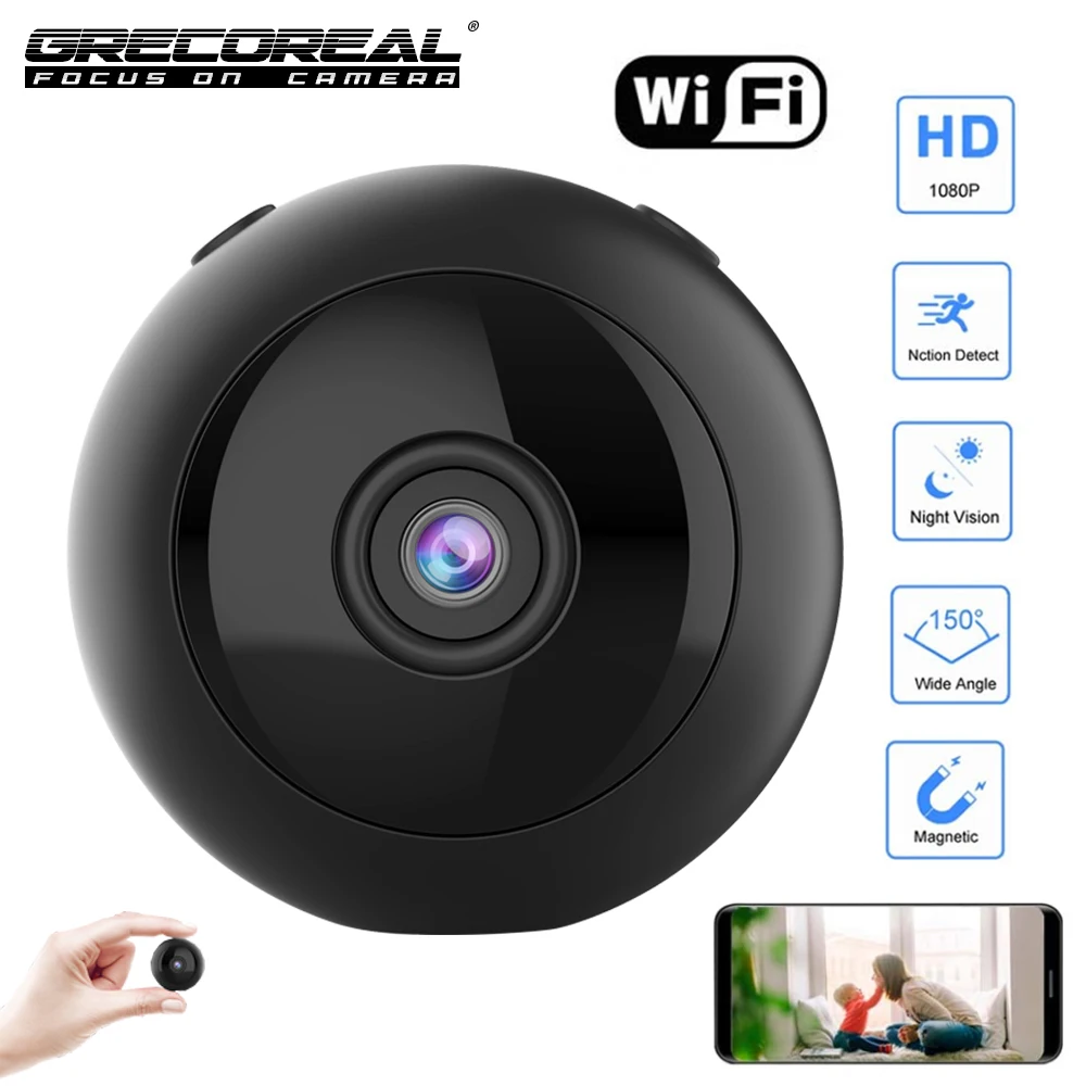 

GRECOREAL W8 Wifi Camera Indoor Mini IP Camcorder Remote Control 1080P HD Sensing Infrared Night Vision Detection Smart Home Cam
