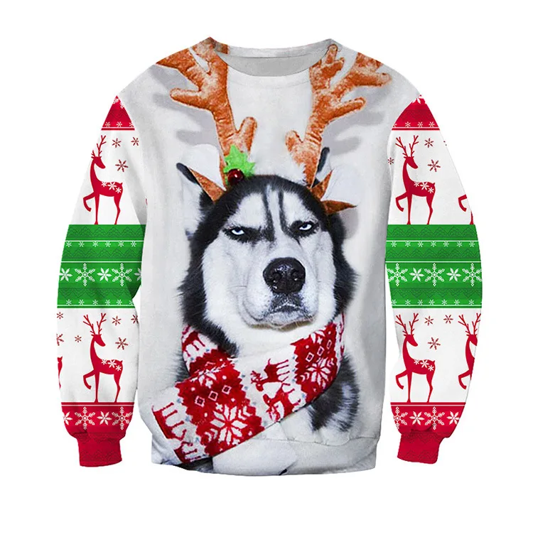 Уродливый Рождественский свитер, забавный свитер для рождественской вечеринки, мужские и женские свитера с длинным рукавом, 3D пуловер Санта Клауса, мужской свитер