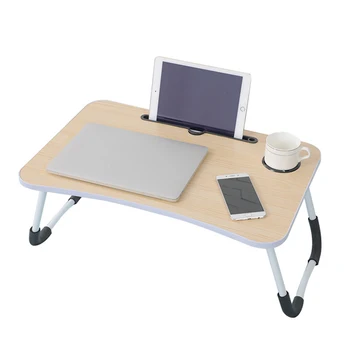 

Portable Study Table Desk Folding Laptop Table Stand Holder with Slot Foldable Computer Desk for Home Office Bed Sofa Use New