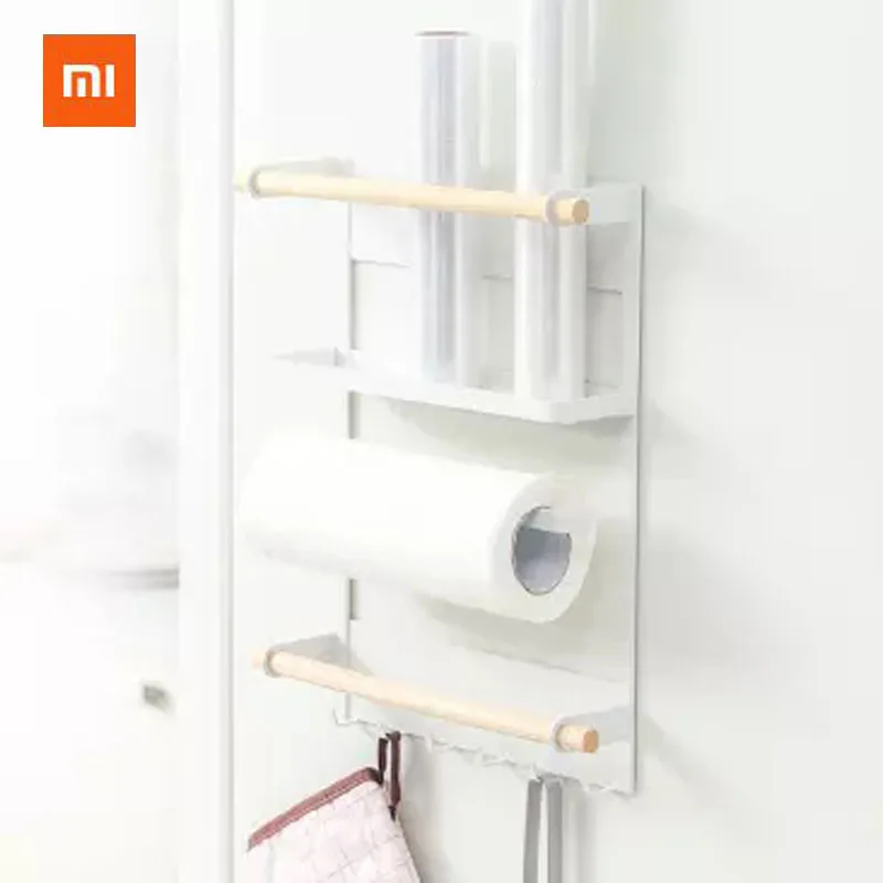 Xiaomi магнитный холодильник боковая полка белый без сверления не установка сильная Адсорбция красивый прочный 3 слоя хранения