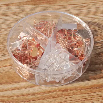 

Deli 78553 Rose Gold Binder Clip Push Pin Clip Clip Folder tie piao jia Large Size Multi-functional