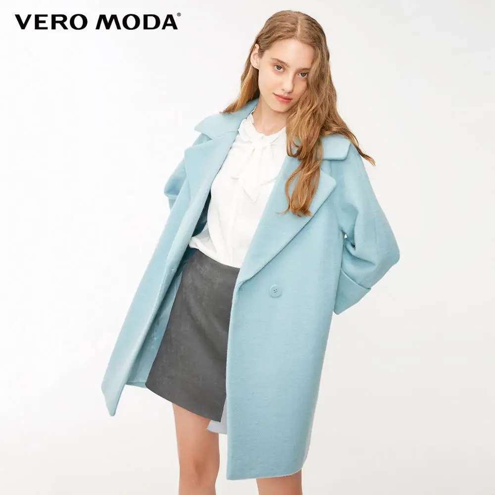 Beste Vero Moda Nieuwe Revers Drop Schouder Pure Lange Wollen Jas Vrouwelijke | 318327521