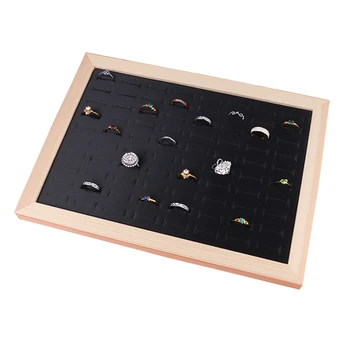 

Bamboo Wood Jewelry Display Jewellery Tray Ring Holder Necklaces Organizer Bracelets Showcase Pendants Box 80 Ring Plate