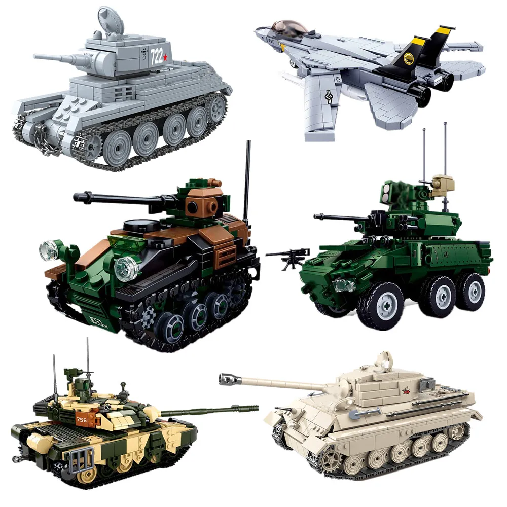 

World War 2 WW2 Soldiers M4 Sherman Medium Tank Armored Vehicle Military SWAT Army Building Blocks Figures Toys birthday present