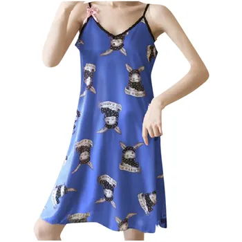 

Fashion The New Southeast Asia пижама women V-Neck Casual Sleeveless Camis Nightgown Ladies Printed Nightdress пижама для женщин