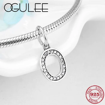 

100% Real 925 Sterling Silver Letter Pendant beads Last name Alphabet O Bead fit Original Pandora Charms Bracelet Jewelry making