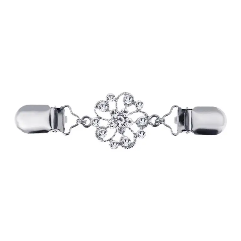 Zinc alloy Новая Брошь для женщин и девочек, винтажный кардиган на застежке, воротник-шаль, подарок на день Святого Валентина, блузка, свитер, 1 шт., рубашка с кристаллами, Ретро зажим для утки - Цвет: Zinc alloy