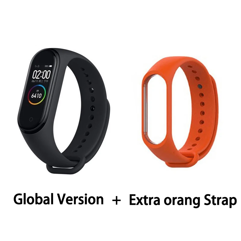 GB add orange Xiaomi mi-браслет 4 сердечного ритма фитнес цветной сенсорный экран mi Band 4 умный Браслет 135 мАч Bluetooth 5,0 музыкальный браслет - Цвет: GB add orange