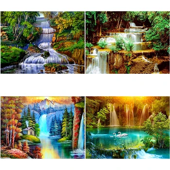 

DIY 5D Diamond Painting Landscape Diamond Embroidery Waterfall Cross Stitch Full Round Drill Mosaic Wall Art Home Decor Gift