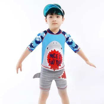 

Kid Boy swimwear short Sleeve 3D Dinosaur Cartoon toddler bathing suit Beach Swimwear 2pcs children swimsuit Swimming cap baby