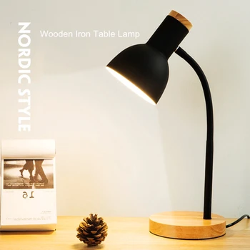 

Creative Wooden Art Iron LED Folding Nordic Desk Lamp Eye Protection Reading Table Lamp Living Room Bedroom Home Decor