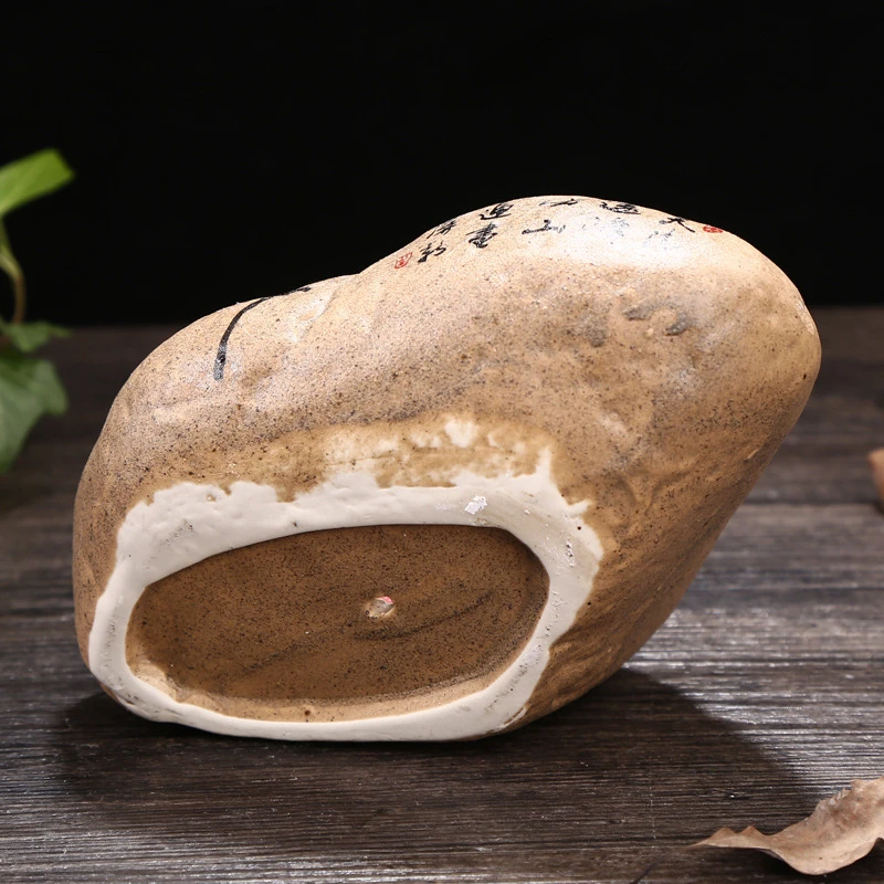 Imitation Stone Ceramics Buddhist Mood Meaty Botany Crude Tao Creativity Green Plant Potted Plant Flowerpot