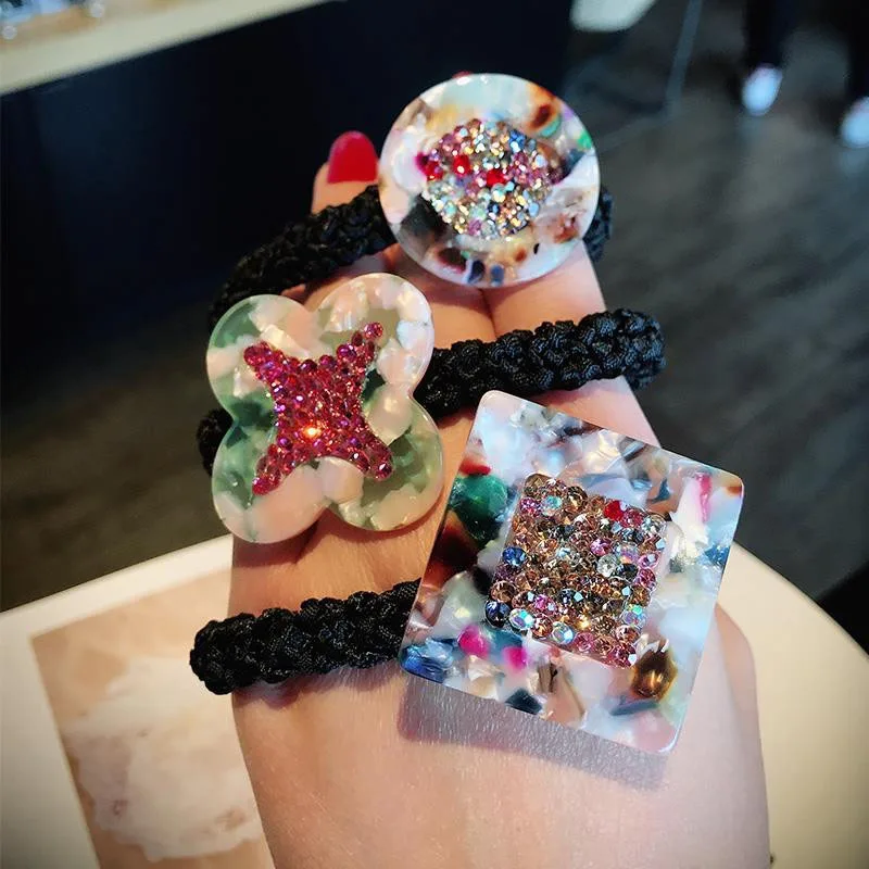 

Korean Acrylic Hair Band for Women Rhinestones Hair Accessories Girls Ponytail Holder Hair Ties Head Wrap Scrunchies Headband