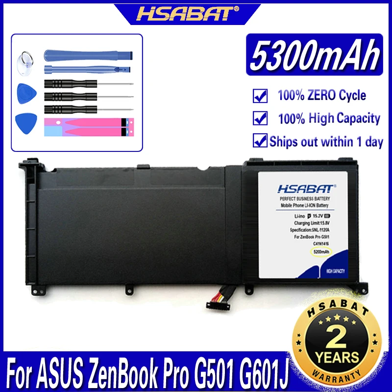 Аккумулятор HSABAT C41N1416 5300 мАч для ноутбука ASUS ZenBook Pro G501 G601J UX501VW N501L UX501J Аккумуляторы