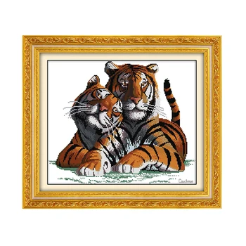 

Joy Sunday New Arrival Fall in love Tiger Style CROSS-STITCH Set Handmade DIY Embroidery Kits for Home Decor and Surprise Gift
