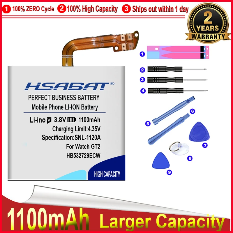 HSABAT 0 цикл 1100 мАч HB532729ECW Аккумулятор для Huawei Watch GT2 GT 2 46 мм Высококачественный