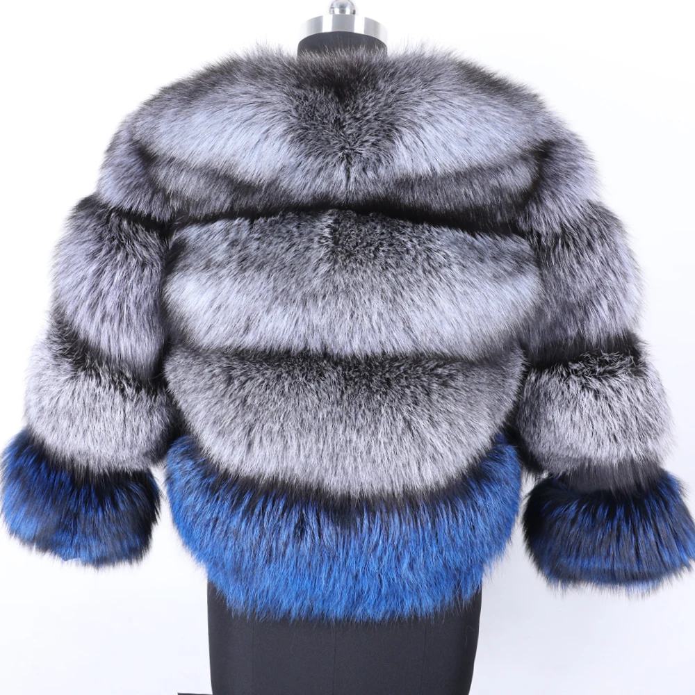 Модное меховое пальто натуральное меховое пальто из натурального Лисьего меха зимняя куртка теплый толстый жилет из серебристой лисы женская короткая куртка