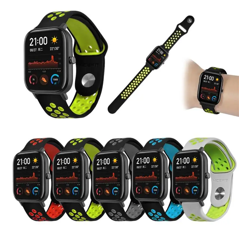 New Sport Silicone Band For Huami Amazfit GTS Two-color Breathable Sports Strap Replacement Sport Smart Watch