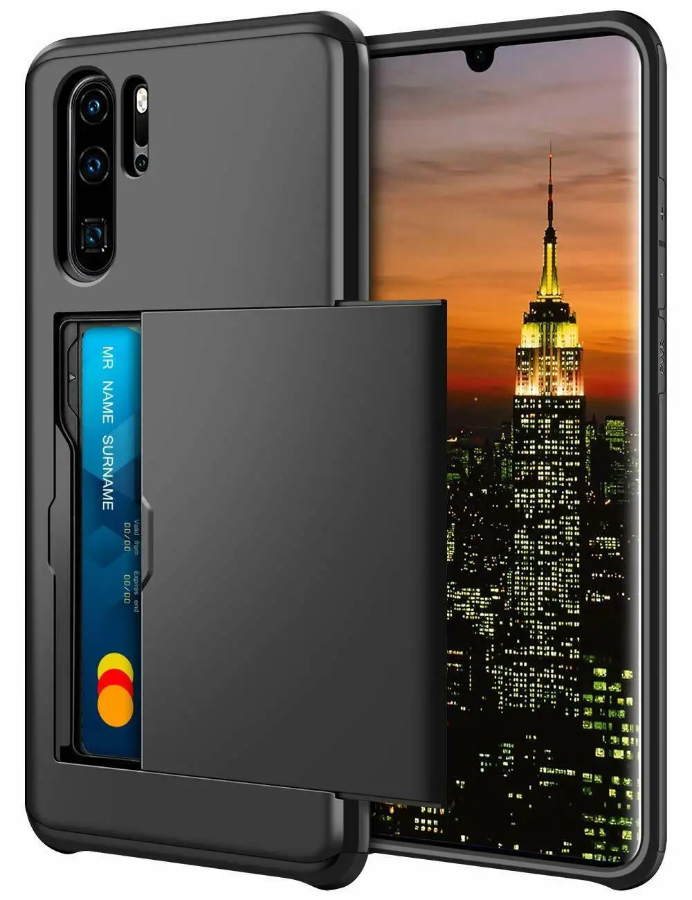 Жесткий Гибридный Прочный бронированный чехол для телефона Huawei P30 Pro кошелек