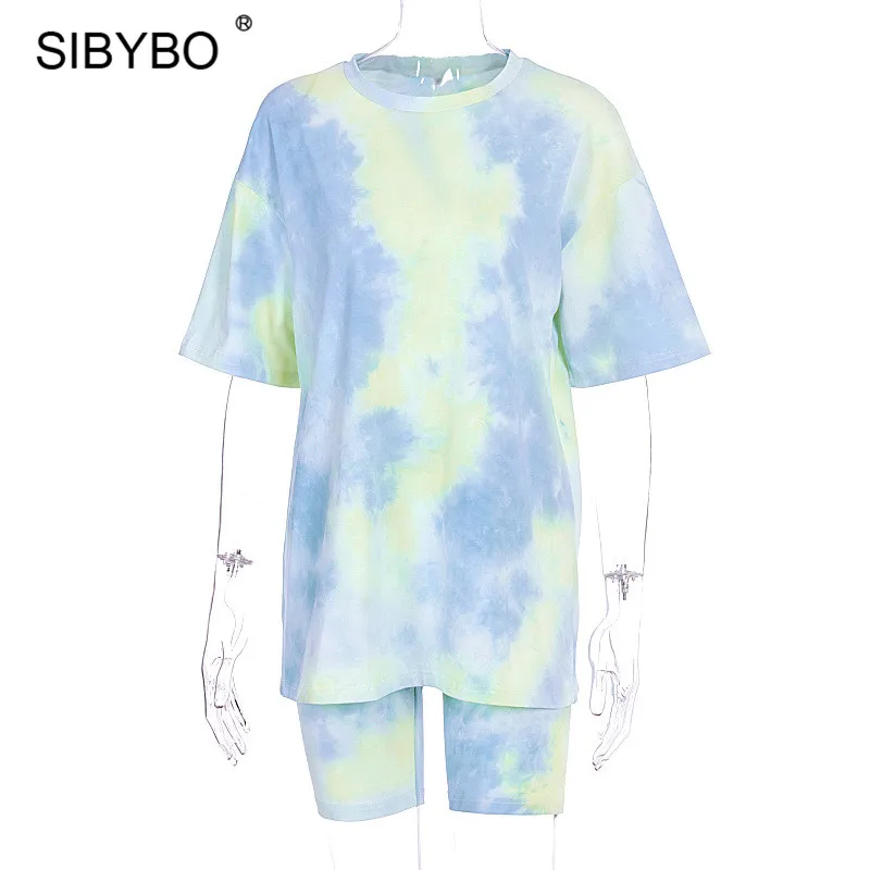 Женский Повседневный комплект Sibybo футболка с коротким рукавом и шорты в