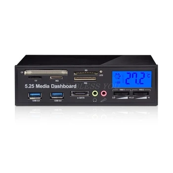 

Multifunctional Media Panel 5.25 inch Computer Front Dashboard with SATA/eSATA, USB 2.0/USB 3.0, Microphone/Headphone Audio
