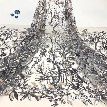 

African lace fabric new arrival french net tulle lace with sequins for party high quality african mesh lace for dress XBN164