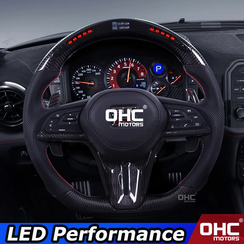 Real Carbon Fiber LED Steering Wheel compatible for Nissan GTR 35 GTR36