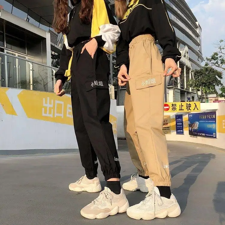 Женские брюки-карго, классические, 2XL, свободные, эластичные, с высокой талией, женские брюки, по щиколотку, подходят ко всему, шикарные, повседневные, модные, Harajuku