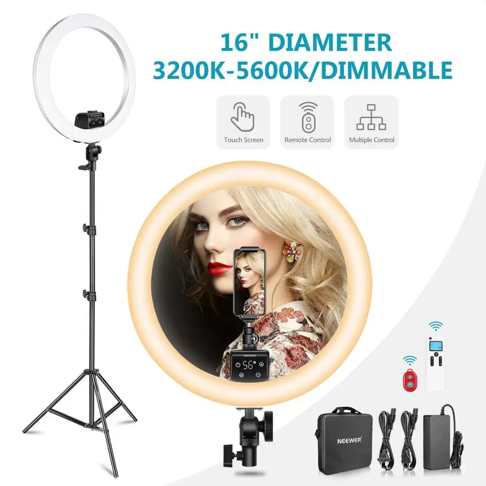  Neewer Advanced 16-inch LED 3200-5600K Ring Light Support Manual Touch Control w LCD Screen Remote  - 33041197595