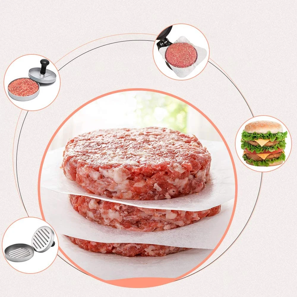 Round Hamburger Patty Paper Circle Baking Papers Non Stick Greaseproof Wax Paper Sheet BBQ Oven Patty Hamburger Baking Accessory