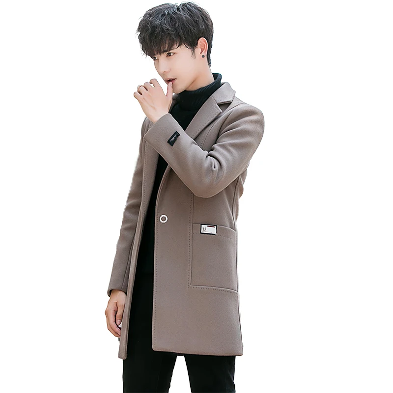 

19 woolen coat new Korean version of the self-cultivation long-sleeved men's casual solid color coat trend handsome windbreaker
