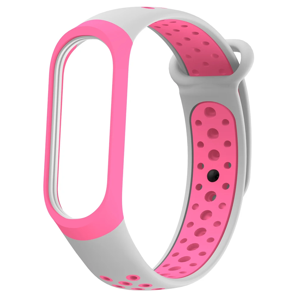Mi Band 3 4 Мягкий силиконовый спортивный сменный мужской Т-образный ремешок для Miband 3 4 мужские браслеты умный Браслет ремешок на запястье - Цвет: Grey Pink