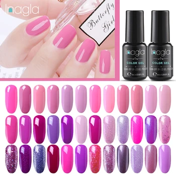 

Inagla Gel Varnish 8MLPurple Series 24 Colors Nail Gel Lacquer Nail Art Soak Off Vernis Long Lasting Color Gel Nail Polish