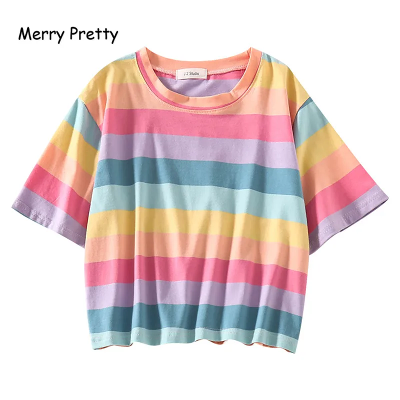 T-shirt Round Neck Sweet Crop Tops Tee 