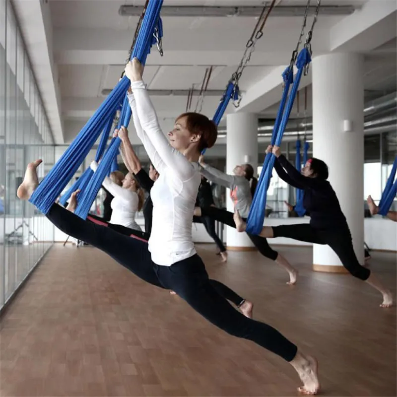 Elastic stretch fabric 5m yoga hammock flying swing Aerial Yoga Hammock Multifunction Anti-gravity Yoga Belts yoga training