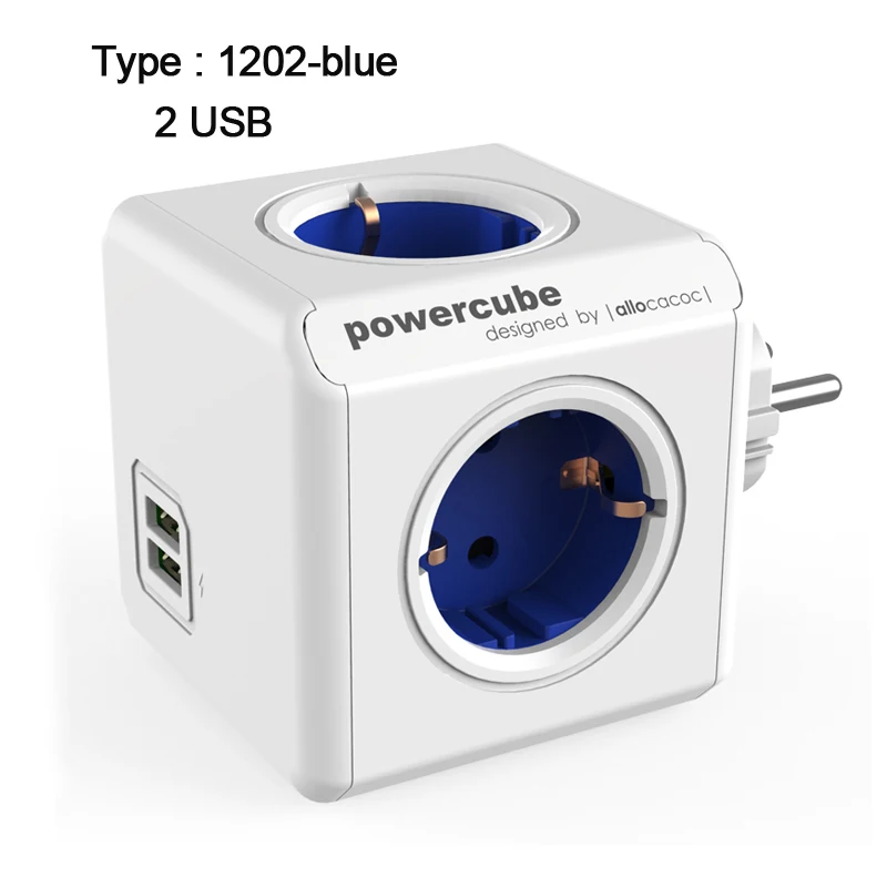 1202-blue Allocacoc EU вилка power cube электрическая USB розетка EU вилка power Strip Мульти адаптер гнезда расширения адаптер для путешествий умный дом использование - Цвет: 1202-blue