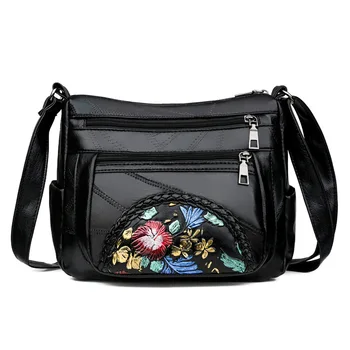 

The new female bag wild soft leather middle-aged mother bag shoulder messenger bag