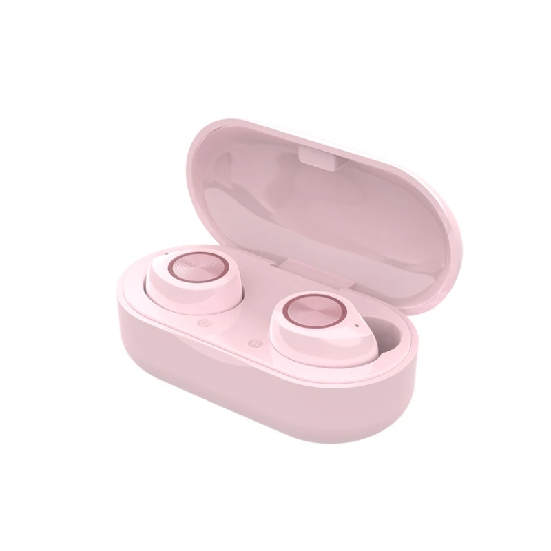 Новые беспроводные мини-наушники TWS 5,0 с глубоким басом, Bluetooth наушники, стерео наушники с микрофоном для xiaomi huawei - Цвет: Pink