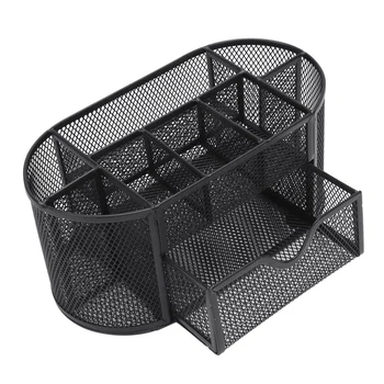 

Multifunctional 9 Components Table Metal Desktop Storage Box (Black)