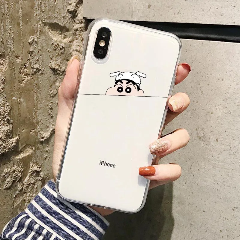 Японский с рисунками из мультфильма «курэён Син-тян»; мягкий силиконовый прозрачный чехол для телефона для iPhone X XR XS MAX 11pro 7 8 6splus 5S SE чехол-накладка