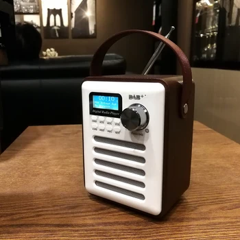 

Digital FM Radio Multi-Functional MP3 Player Wooden DAB+ FM Radio Handle Portable Retro Bluetooth Speaker Stereo Sound